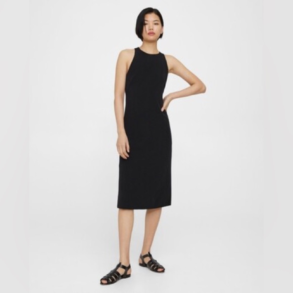 Theory Black Backless Cross-Strap Midi Dress - Picture 3 of 14